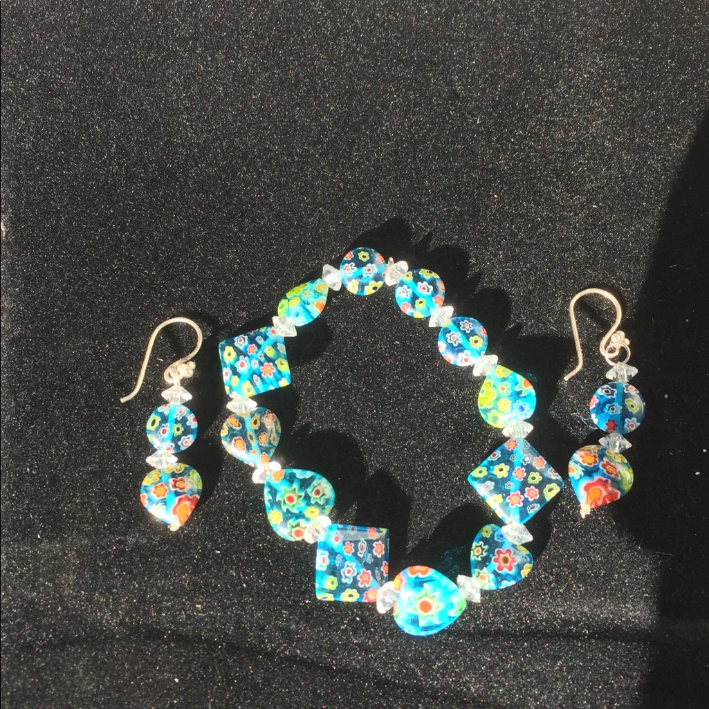 Myra Glass Bead Bracelet Earrings 40$